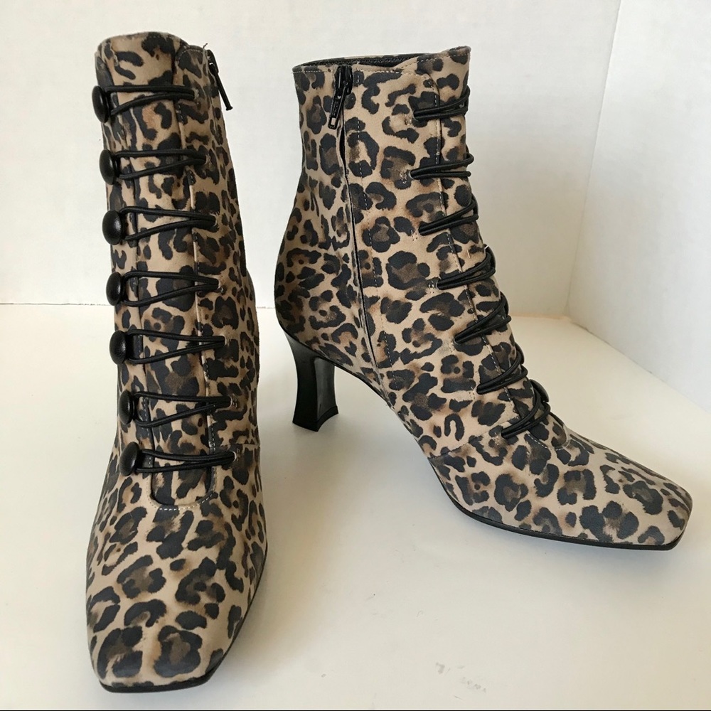 Alberto Zago Leopard Print Suede Ankle Boots.